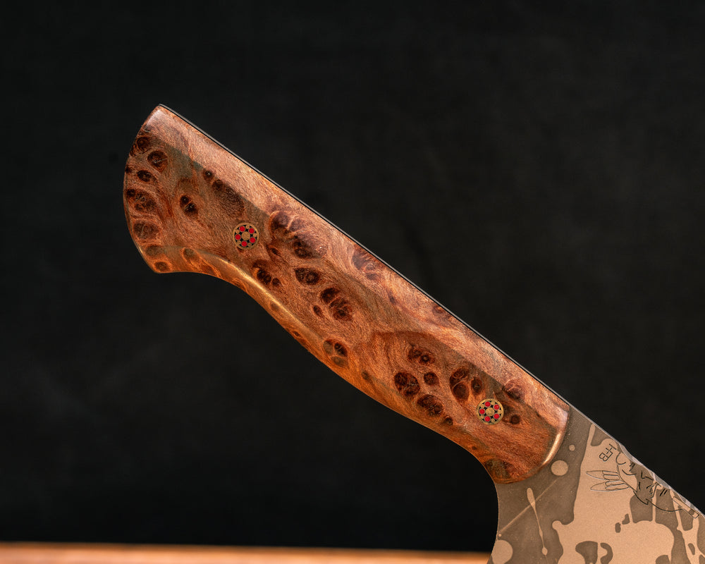 Chef Set- Redwood burl, Mosaic Pins, Smooth Grip