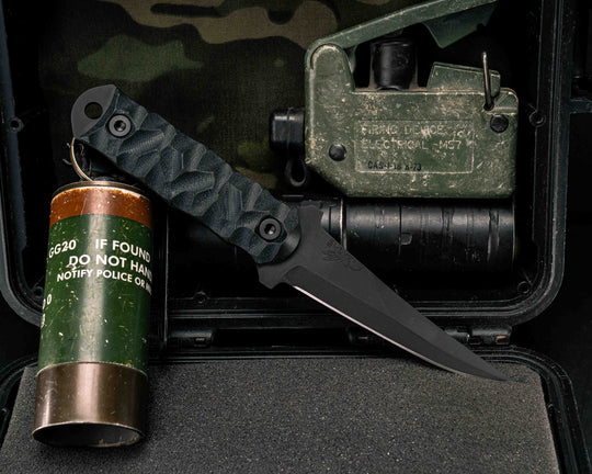 Combat Filet- Black G10, Armor Black Cerakote, Allen Bolts, Textured Grip