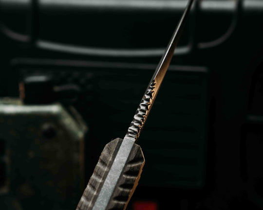 War Pig- HFB X Dire Pacific- Crye Precision AOR 1 Cammie Micarta, Textured Grip