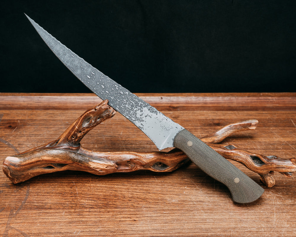 Large Filet- OD Green Canvas Micarta, OD Green Micarta Pins, Smooth Grip