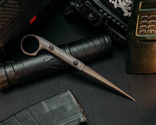 Ring Cardiac Spike - Black Canvas Micarta, Midnight Bronze Cerakote, Allen Bolts, Smooth Grip