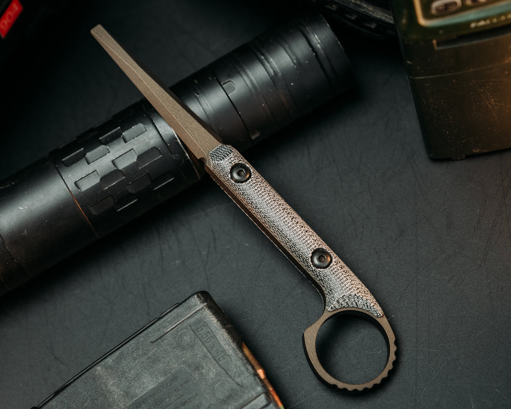 Ring Flathead Tool - Black Canvas Micarta, Midnight Bronze Cerakote, Allen Bolts, Smooth Grip