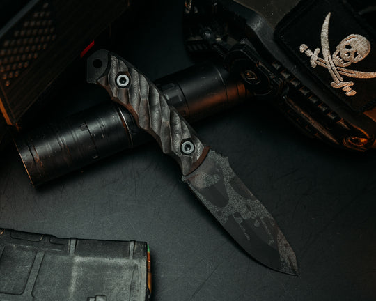Disaster Jr - Black Camo Carbon Fiber, Urban Stone Cerakote, Allen Bolts, Iron Grip