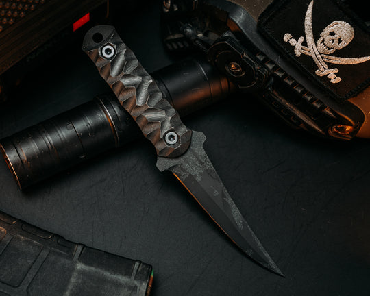 Combat Filet - Black Camo Carbon Fiber, Urban Stone Cerakote, Allen Bolts, Chaos Grip