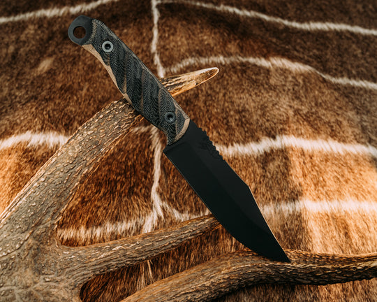 Crow Scout - Black Canvas Micarta, Armor Black Cerakote, Allen Bolts, Iron Grip