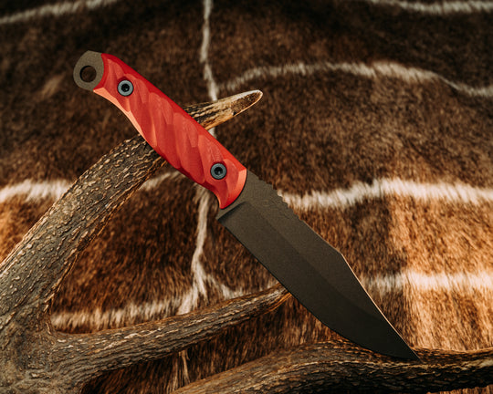 Crow Scout - Cherry Red G10, Midnight Bronze Cerakote, Allen Bolts, Iron Grip