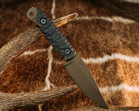 Crow Scalper - Black Canvas Micarta, Midnight Bronze Cerakote, Allen Bolts, Chaos Grip