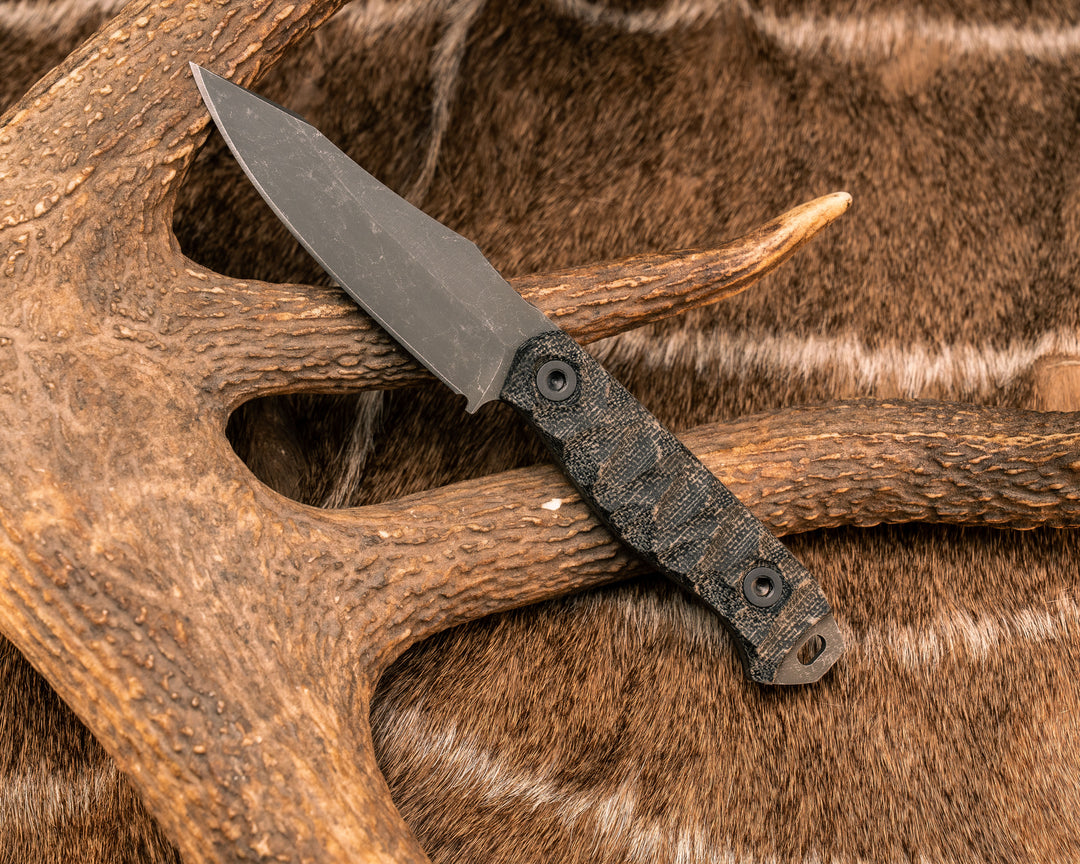 Field Knife Jr- Black Canvas Micarta, Allen Bolts, Textured Grip