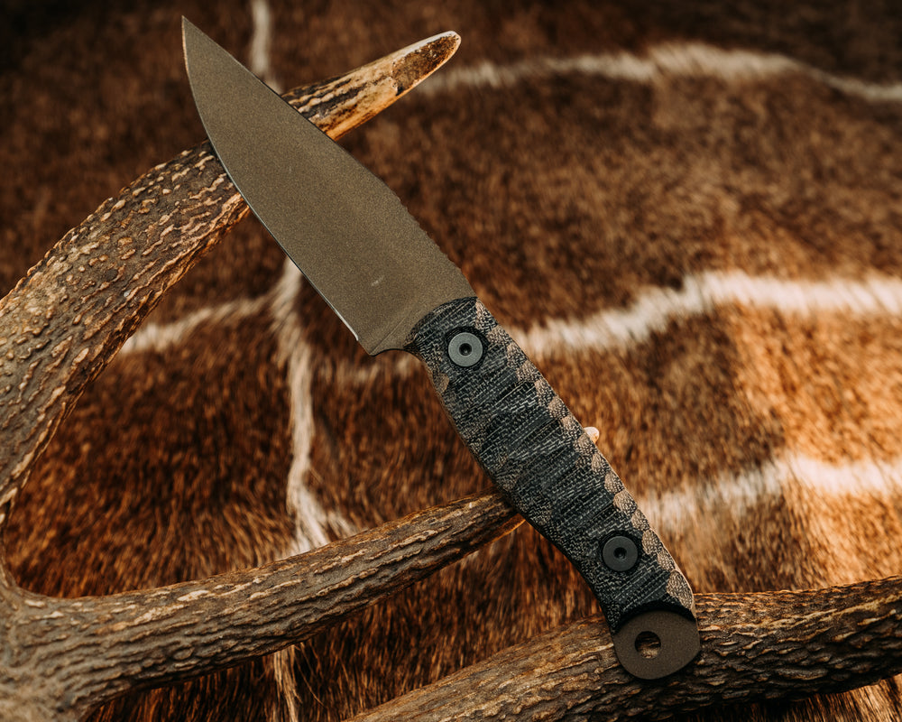 Crow Scalper - Black Canvas Micarta, Midnight Bronze Cerakote, Allen Bolts, Chaos Grip