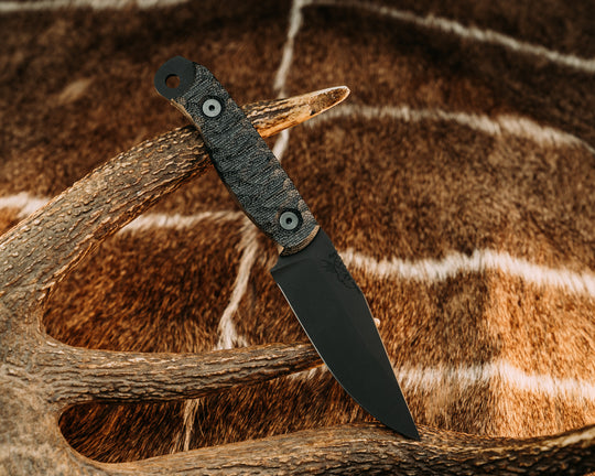 Crow Scalper - Black Canvas Micarta, Armor Black Cerakote, Allen Bolts, Chaos Grip