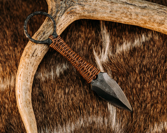 Ringstrike - Baker Forge Damascus, Leather Wrap