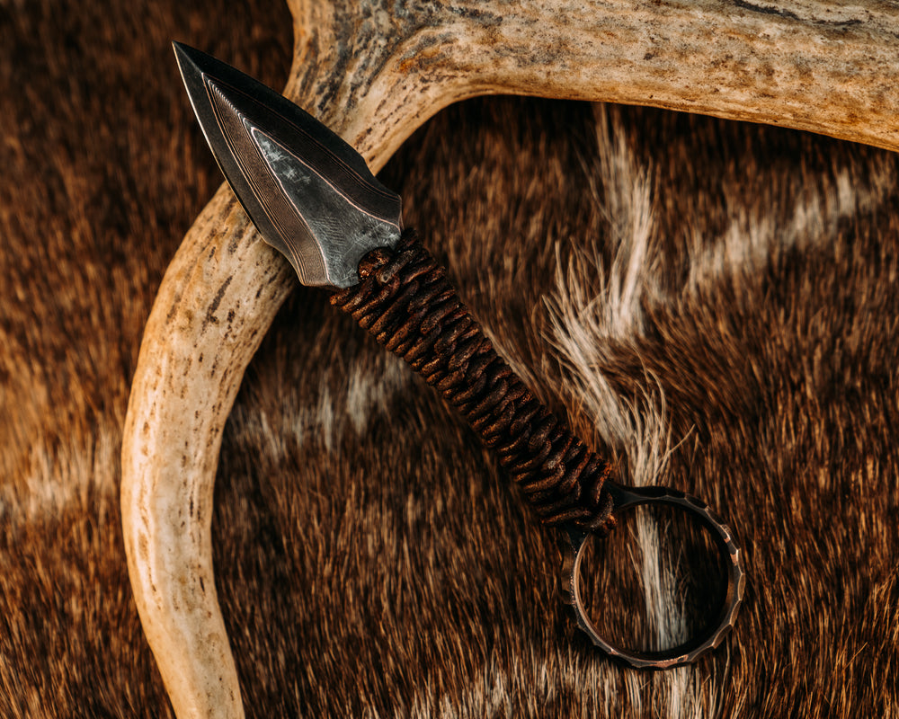 Ringstrike - Baker Forge CopperMai Damascus, Leather Wrap