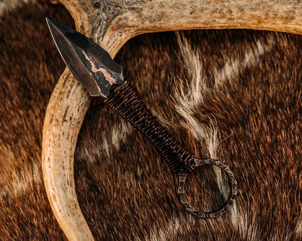 Ringstrike - Baker Forge CopperMai Damascus, Leather Wrap