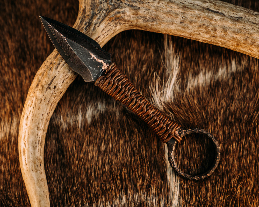 Ringstrike - Baker Forge CopperMai Damascus, Leather Wrap