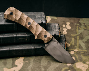 Beef Harpoon Point- OD Green Burlap Micarta, CF pins, CF lanyard pin, chaos grip