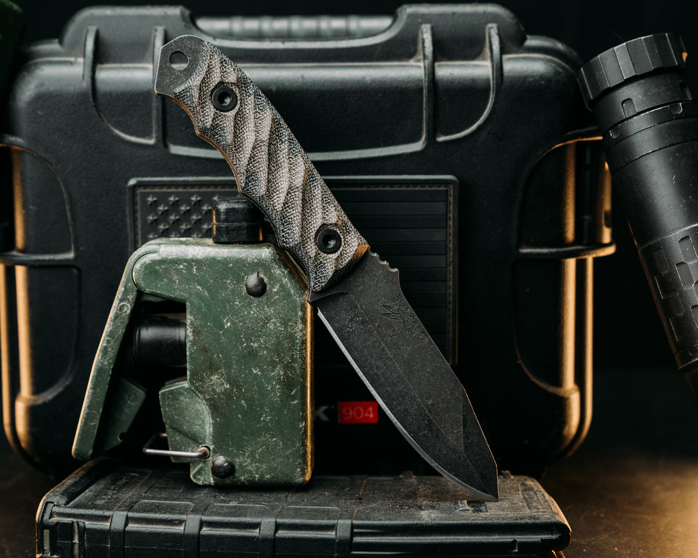 Disaster Jr- OD Green/Black Canvas Micarta, Allen Bolts, Textured Grip