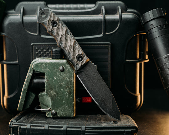 Disaster Jr- OD Green/Black Canvas Micarta, Allen Bolts, Textured Grip