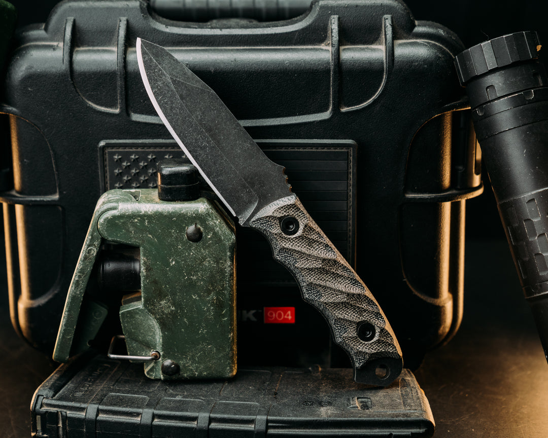 Disaster Jr- OD Green/Black Canvas Micarta, Allen Bolts, Textured Grip