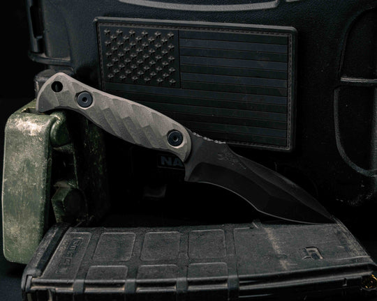 Extremis MK1 - Grey G10, Armor Black Cerakote, Allen Bolts, Hollow Lanyard Hole, Textured Grip