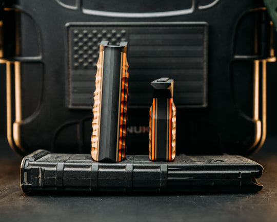 HFB x Kinetic AR Grip System SET - Black, Coyote & Orange G10 , Armor Black Cerakote Frames, Snake Textured Grip
