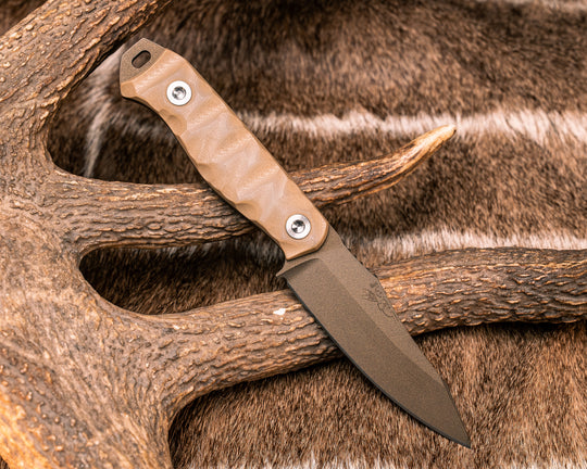 Field Knife Jr- Ghost/Coyote G10, Midnight Bronze Cerakote, Ti Allen Bolts, Textured Grip