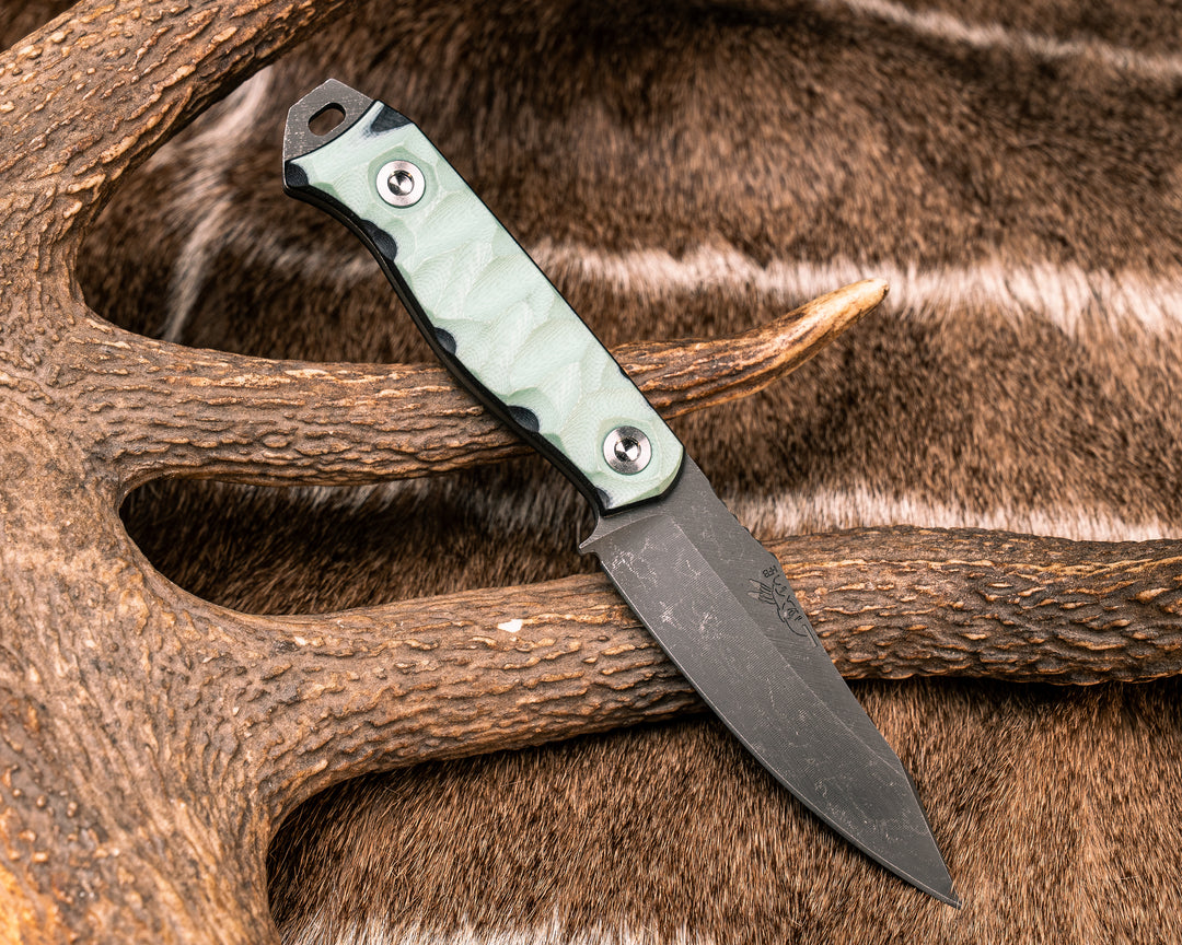 Field Knife Jr- Tiffany Blue/Black G10, Ti Allen Bolts, Textured Grip