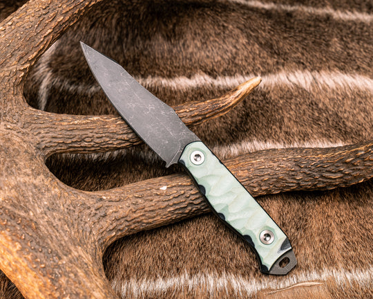 Field Knife Jr- Tiffany Blue/Black G10, Ti Allen Bolts, Textured Grip