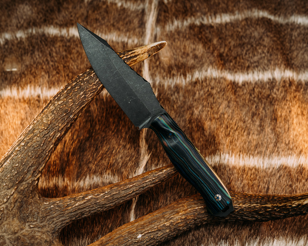Field Knife (CruWear) - Lakewood G-Carta, Mosaic Pins, Contoured Grip.