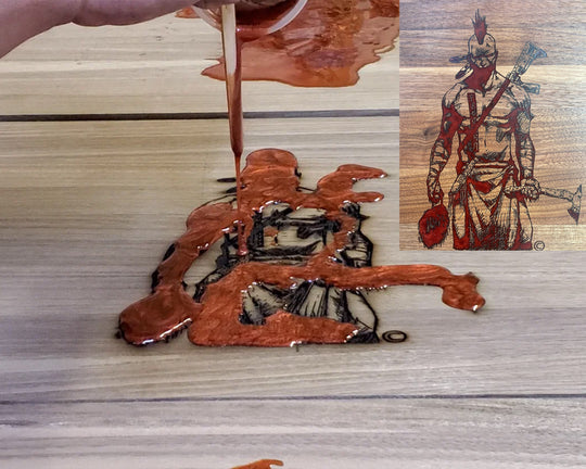 Butcher Cutting Block with Red Resin Scalper Logo