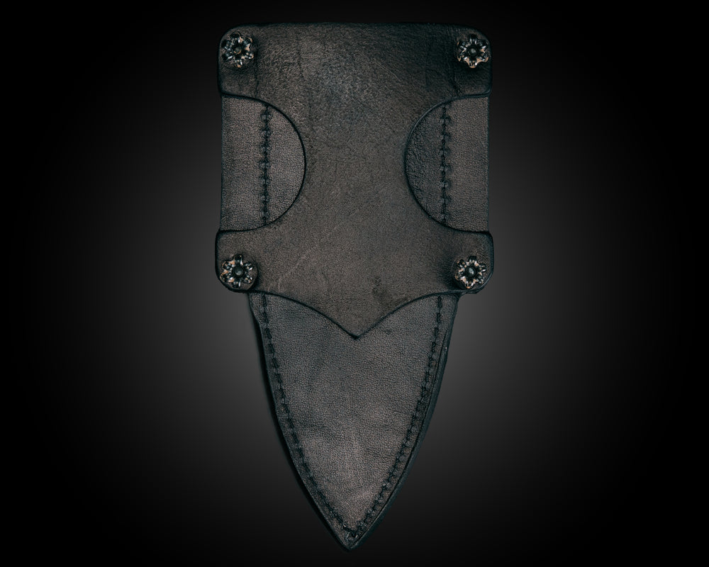 (Leather sheath) For Crow jr, Cav jr, Disaster jr,  fits 6"-8"overall length, 3"-4" blade - BLACK